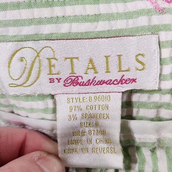 🔹️Details by Buschwacker Green Seersucker w/Pink Monkeys Capri Pants Size 8 - Picture 9 of 10